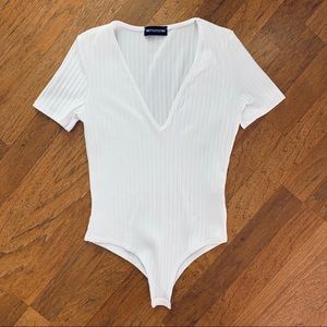 Pretty Little Thing White Ribbed Bodysuit